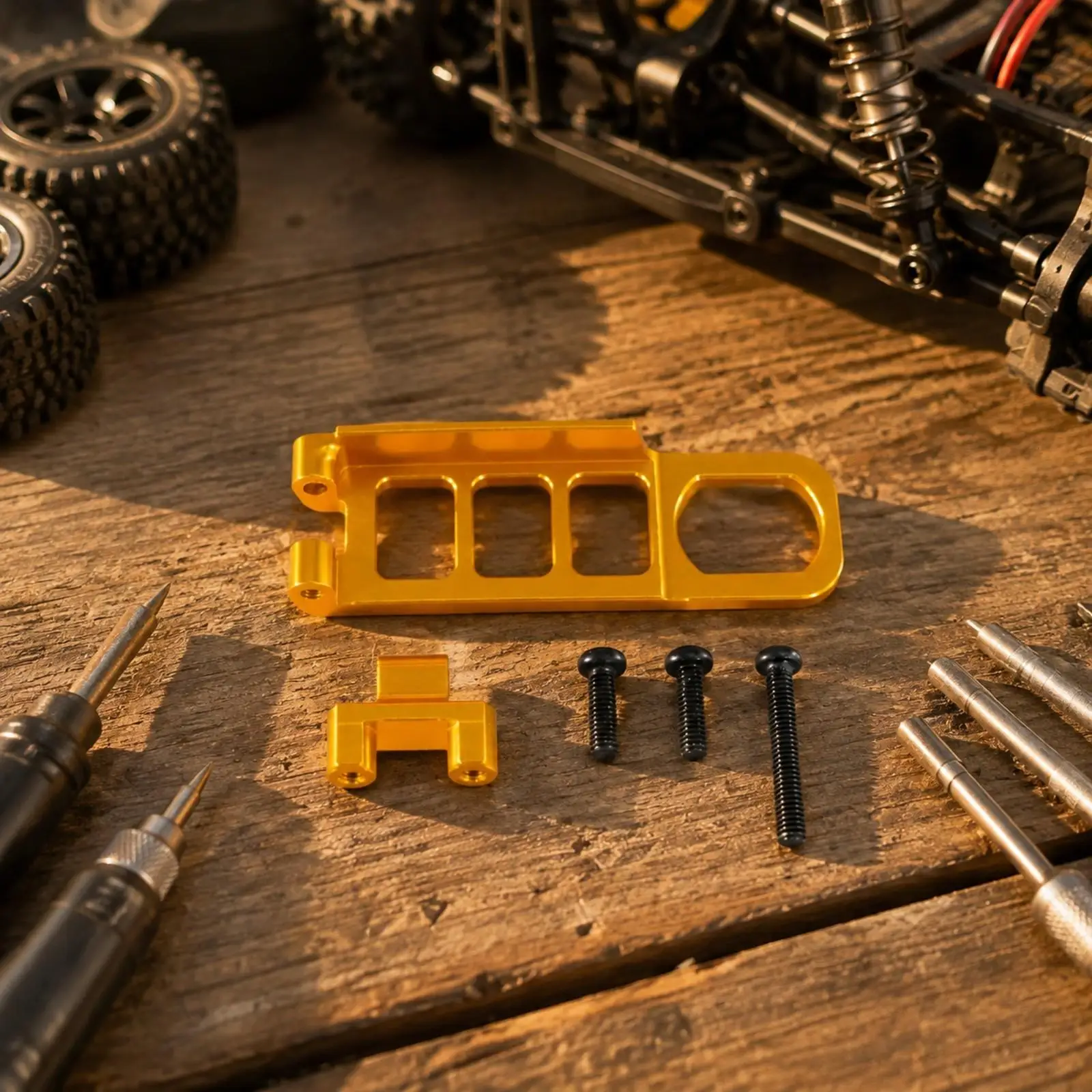 RC Car Part Anodized -Machined Battery Holder with Support Bracket