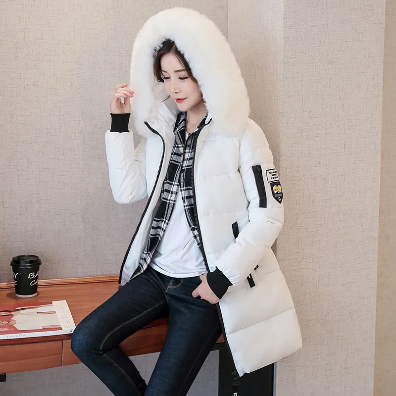 New 2024 Winter Jacket Women Coats Artificial Raccoon Hair Collar Female Parka Black Thick Cotton Padded Lining Ladies S-3XXXL