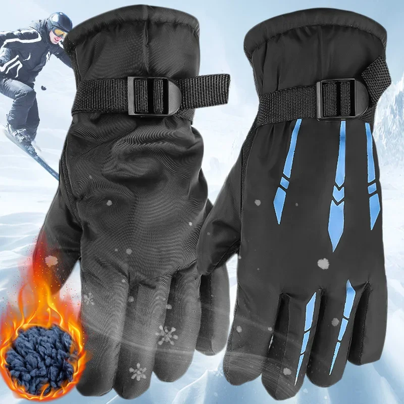 Thicken Winter Cycling Gloves Men Outdoor Waterproof Skiing Riding Motorcycle Warm Mitten Non-slip Glove Thermal Sport Mittens