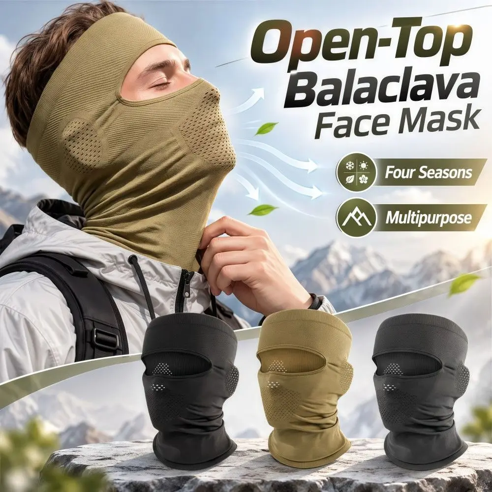 New Open-Top Balaclava Face Mask Four Seasons Breathable Cycling Head Cover Skin Friendly Windproof Helmet Liner Outdoor Sports