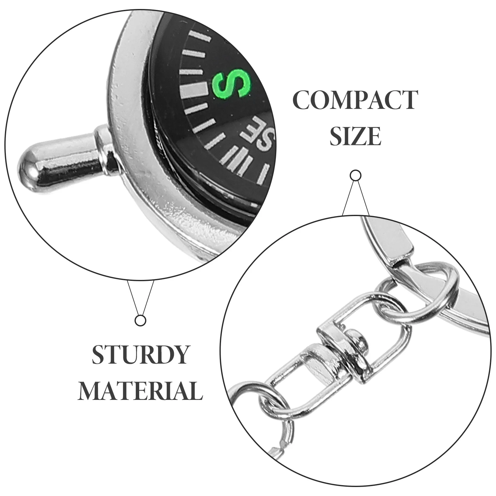 

3pcs Rudder Compass Keychain Small Portable Outdoor For Camping Hiking Travel Accessory Compact Durable Pendant
