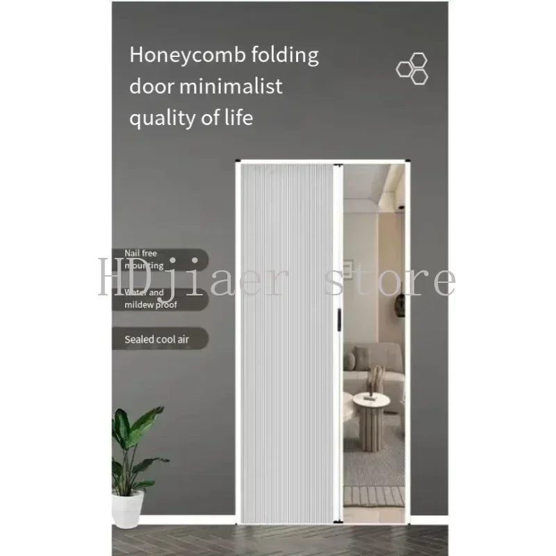 

Honeycomb Partition Sliding Door - Aluminum Alloy No-Drilling, Simple Invisible Folding Door Curtain for Kitchen & Bathroom