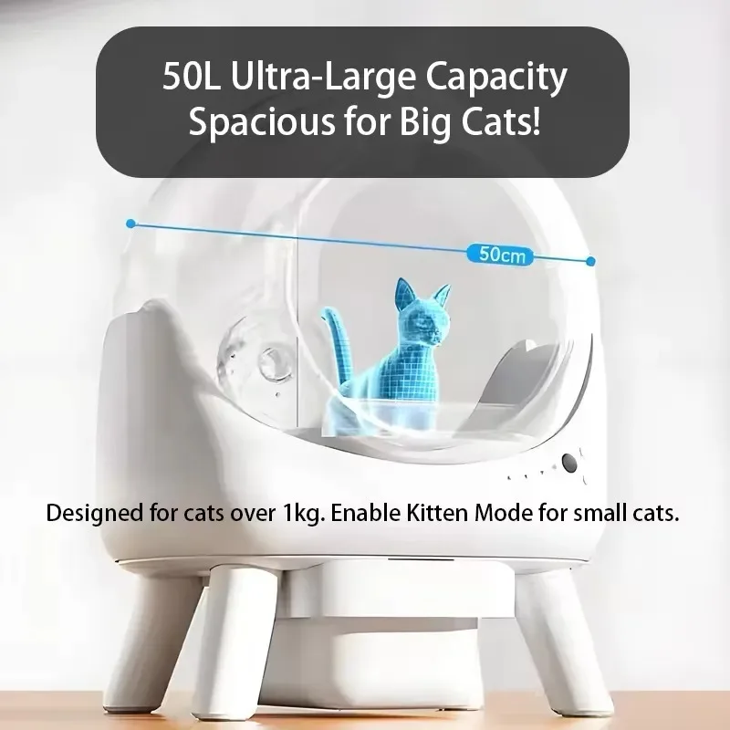STLF Oversized 50-liter self-cleaning smart cat box, suitable for Maine cats, available from US warehouse, automatic