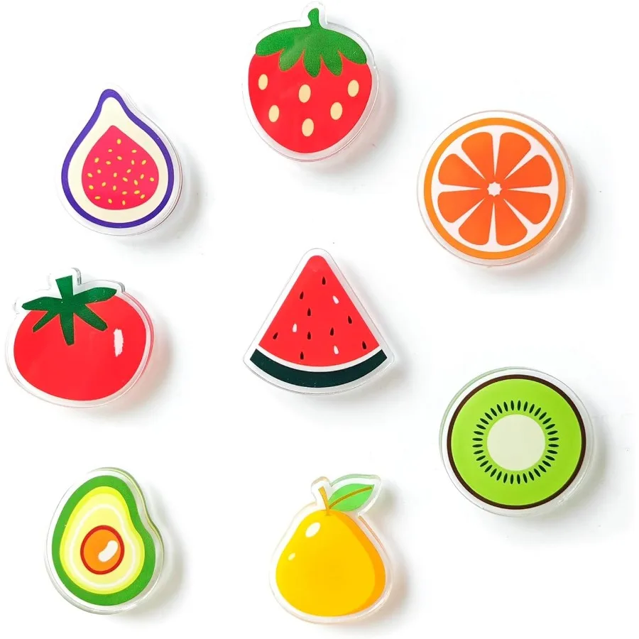 

8 шт. милые магниты на холодильник, клубничные фруктовые магниты для холодильника, пластиковая имитация мультяшной еды, декоративный набор магнитов, средний