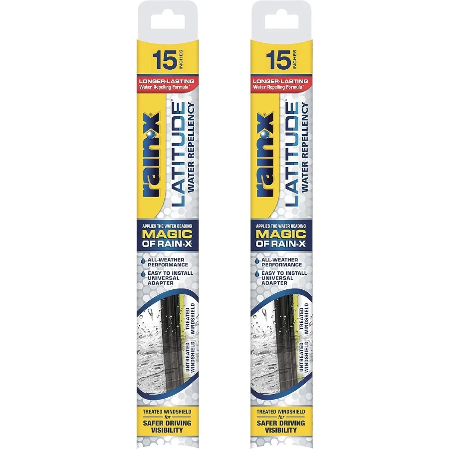 

810201 Latitude 2In1 Water Repellent Wiper Blades 15 Inch Windshield Wipers Pack Of 2 for Enhanced Visibility in Rainy Conditio