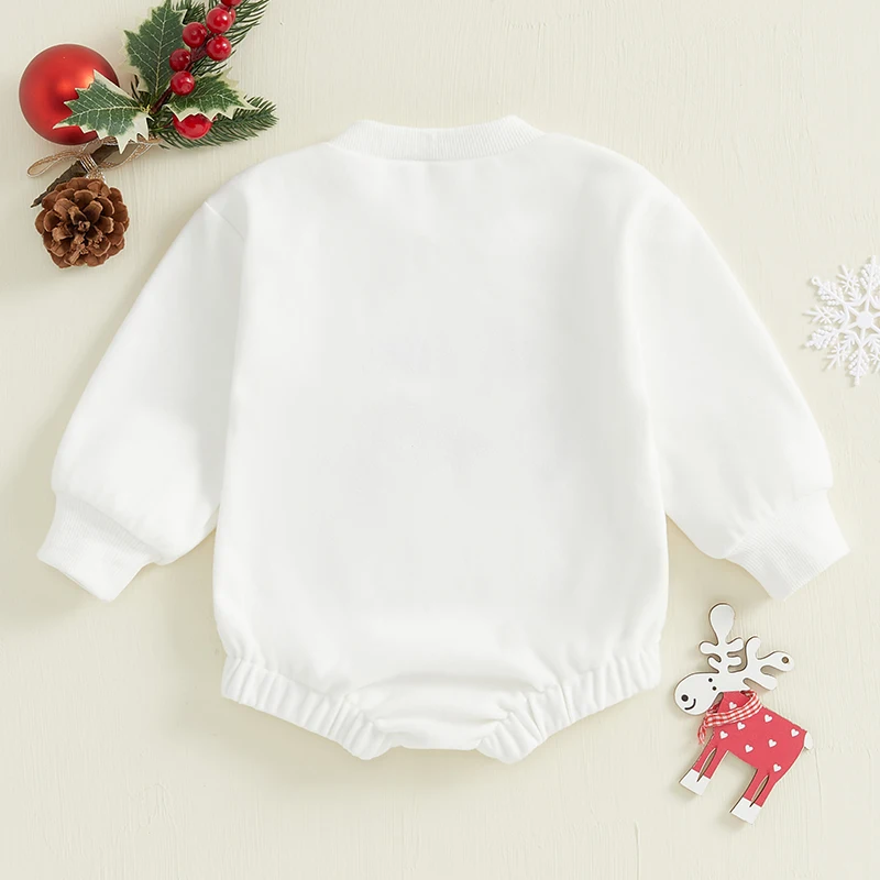 Baby Girls Boys Sweatshirts Rompers Christmas Clothes Letter Pattern Long Sleeve Toddler Fall Bodysuits for 0-12 Months