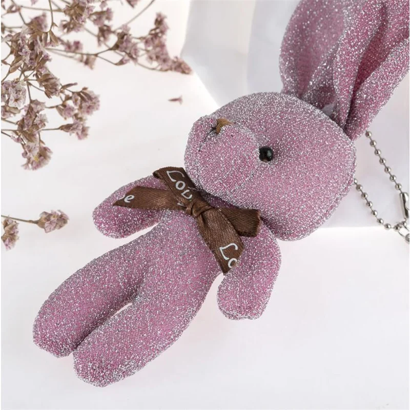 1PCS Mini Bright Silk Rabbit Plush Toys Small Pendant Cute Soft Stuffed Bunny Toy Doll Valentine Gifts For Kids 10CM