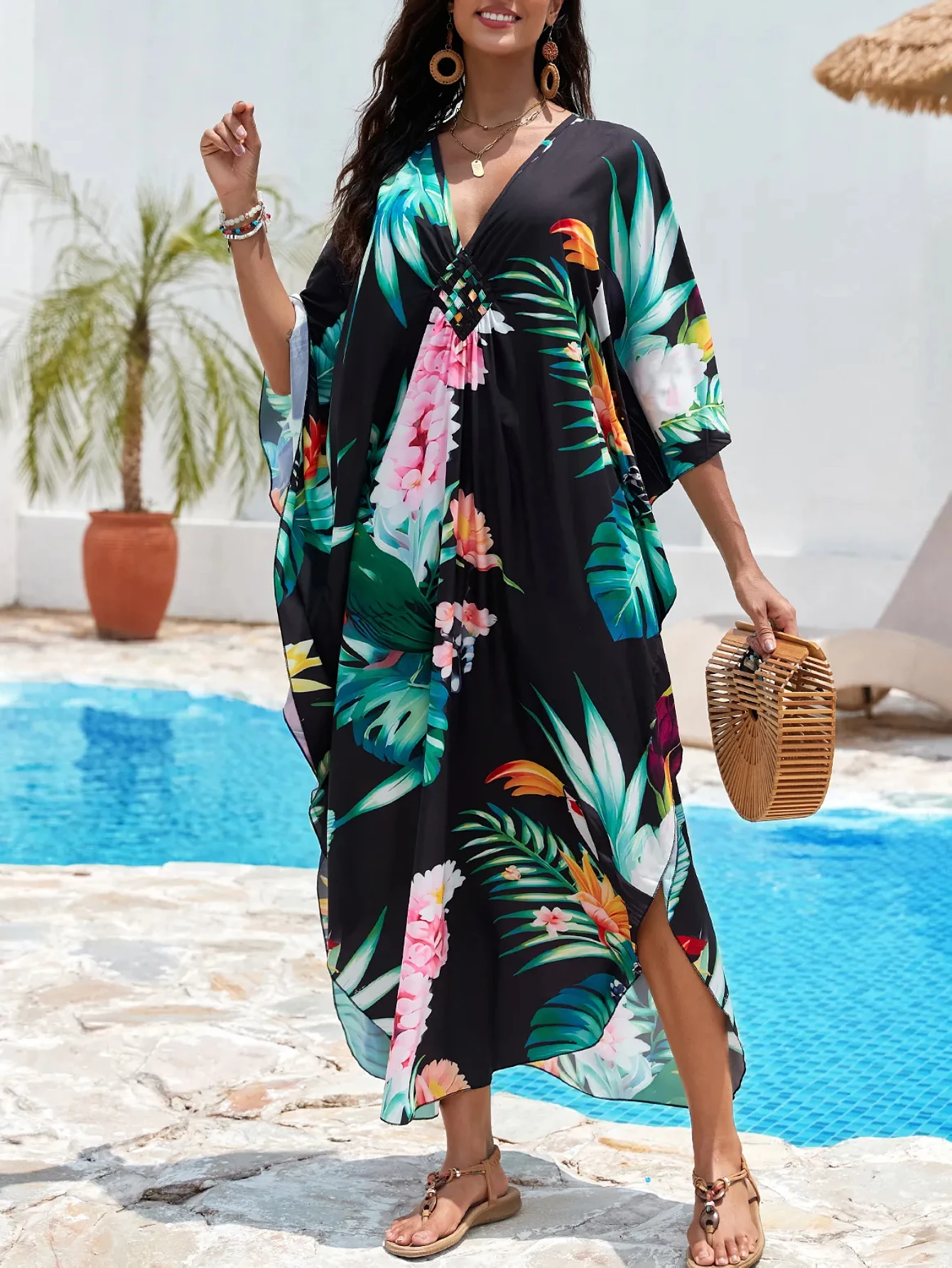 

Kaftan Dresses for Women Plus Size Bathing Suit Cover up Caftan Maxi Beach Dresses