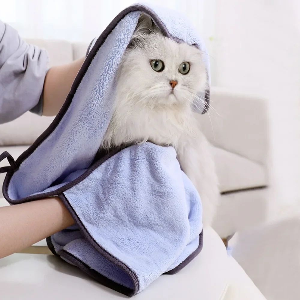 Serviette super absorbante pour animaux de compagnie, serviette à séchage rapide, serviette de bain pour chat et chien