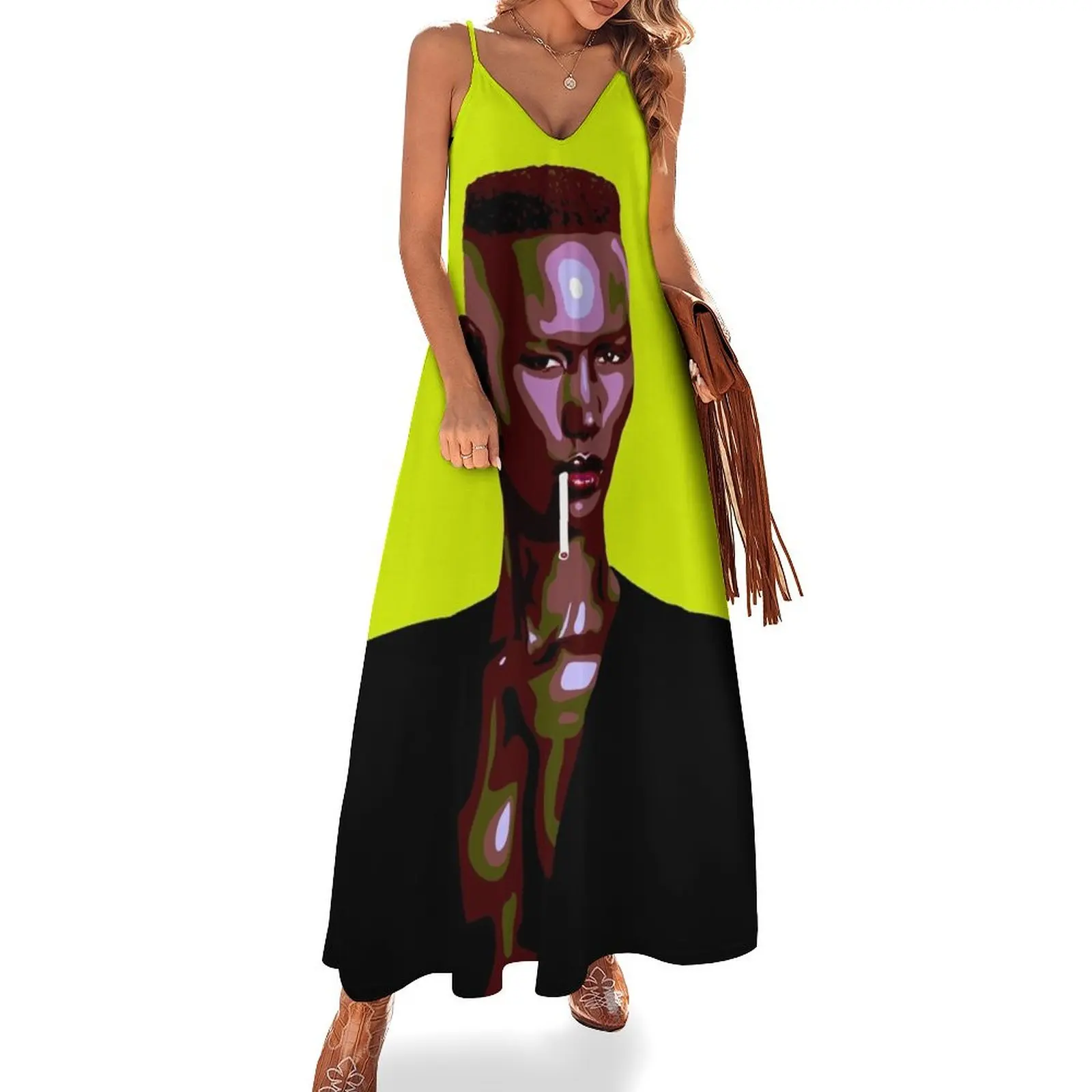 

Warm Leatherette Sleeveless Long Dress summer dresses Women's summer suit dress Dress