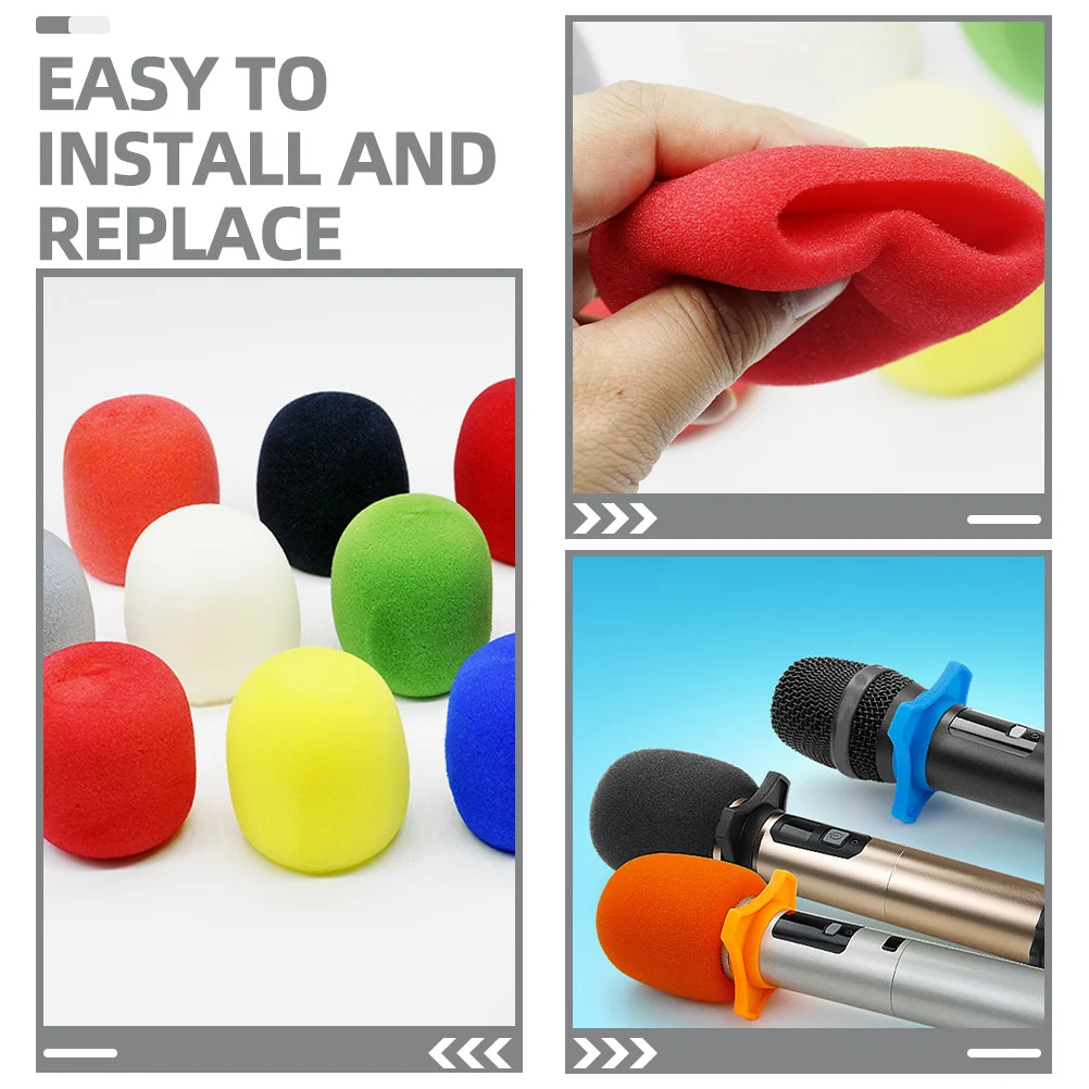 

5pcs Microphone Windscreen Covers Handheld Stage Mic Sponge Protector Universal Windshield For Recording Live Performance Audio
