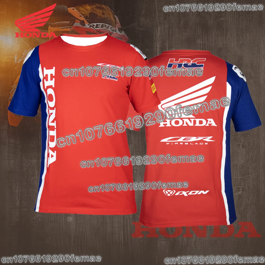 تي شيرت Honda Motorcycle Racing Team تي شيرت صيفي بأكمام قصيرة سريع الجفاف وجيد التهوية لعشاق ركوب الدراجات اليومي