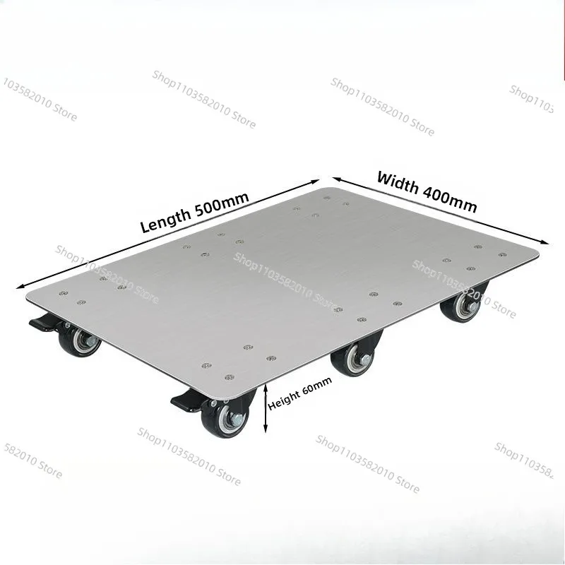 201 stainless steel thickened mobile tray, universal wheel flower pot load-bearing chassis household potted pulley roller base