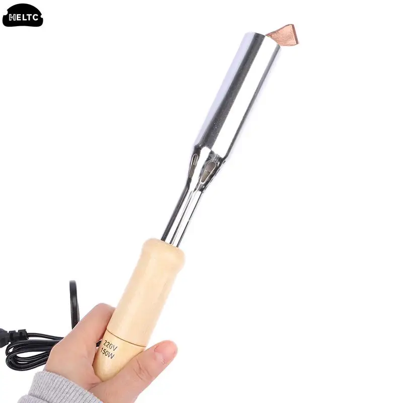 60/100W/150W/200W Electric Soldering Iron Solder Welding Chisel Tip Wood Handle Home Tool Electric Soldering Iron Soldering Gun