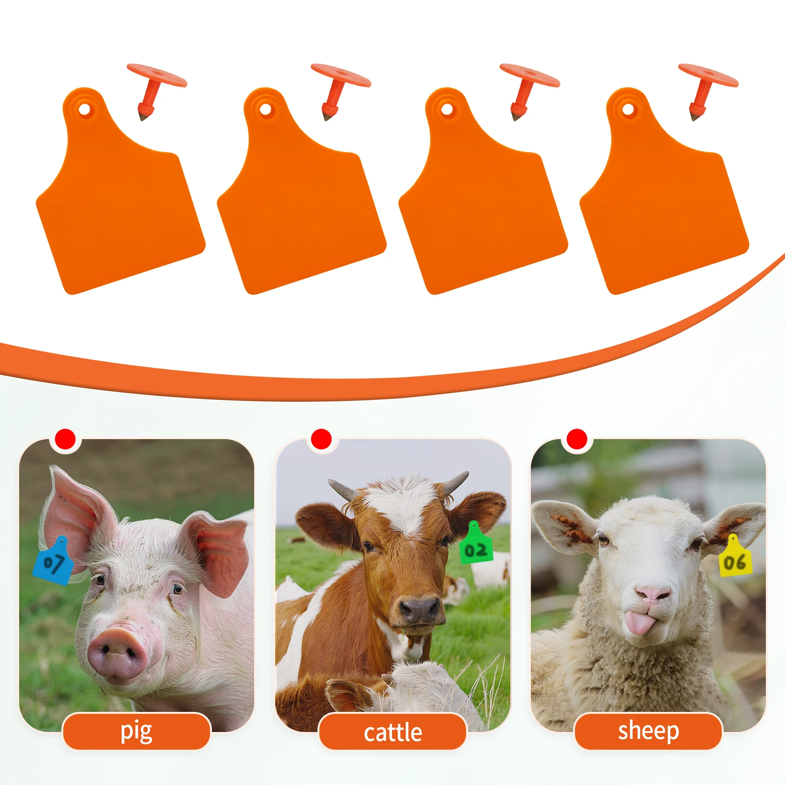 100 Uds. Etiqueta de oreja de TPU engrosada de ganado sin palabras etiqueta de oreja escribir pendientes de cabeza de cobre tarjeta de identificación de caballo de vaca de Animal de granja