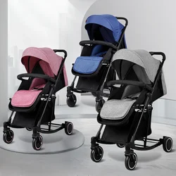 Baby Stroller, One-Hand Fold and Adjustable Canopy Lightweight Baby Stroller, 4 Wheels Infant Stroller