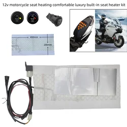 Universal 12V Motorcycle Carbon Fiber Waterproof Seat Heating Pad Heater Round Switch High and Low  ATV UTV E-BIKE