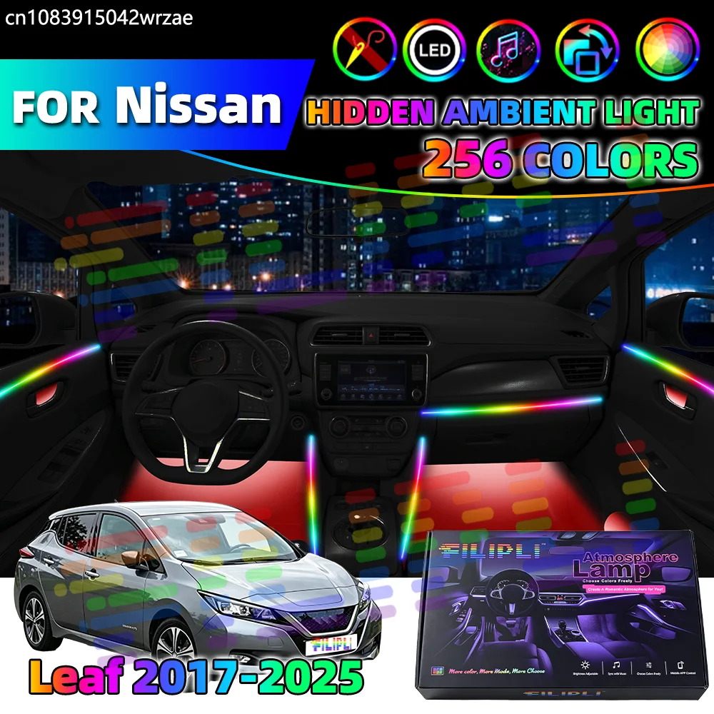 

14 in 1 For Nissan Leaf 2017-2025 Years Car Interior Ambient Lights Strips Breathing Lighting Kit App Control Auto Decorative la