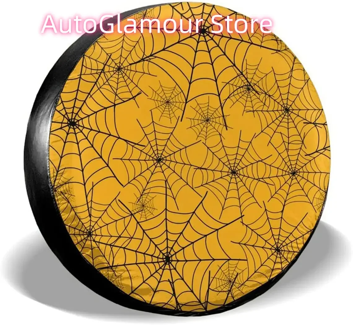 

Чехол для запасного колеса, универсальный чехол для шин, оранжевый и черный чехол для автомобильного колеса с паутиной, устойчивый к атмосферным воздействиям и пыленепроницаемый UV S