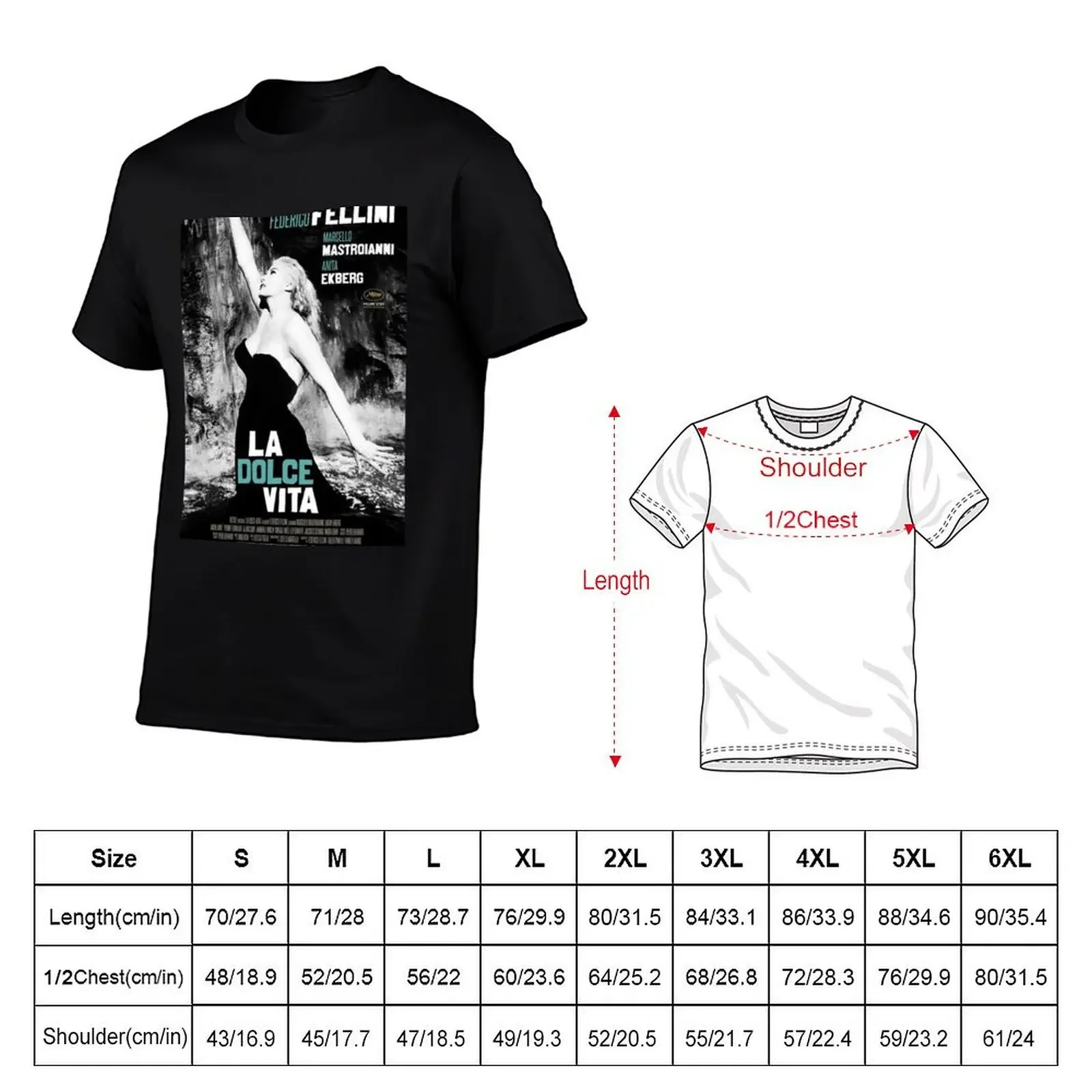 La Dolce Vita by Federico Fellini Movie Poster T-Shirt oversized graphic tee shirts graphic shirts men