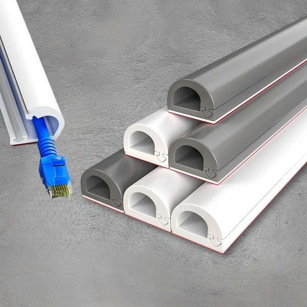 

﻿ 1PC Arc Anti-extrusion Floor Cord Cover Self-Adhesive Power Extension Wiring Duct Cable Protector Home Outdoor Wire Organizer