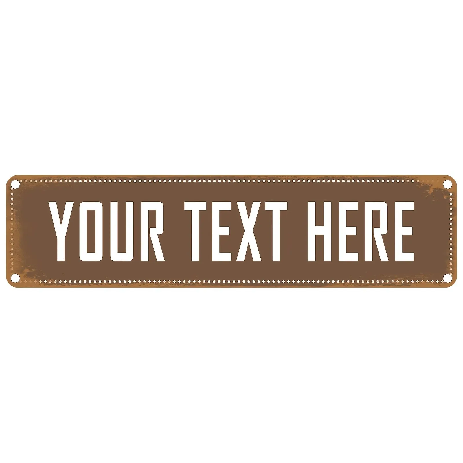 1pc [2D Flat] 40x10cm Vintage Rusty Brown Aluminum Plaque Rivet Design Custom Text Bar Garage Farm Hanging Wall Sign Only For De