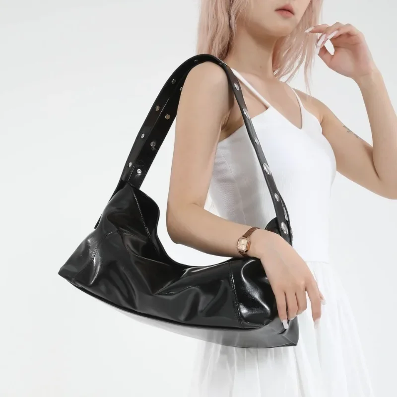 

​​2025 Ladies' Vintage Boho Shoulder Bag, Rivet Accented Crossbody Tote, Spacious Underarm Bag for Festival & Daily Wear​