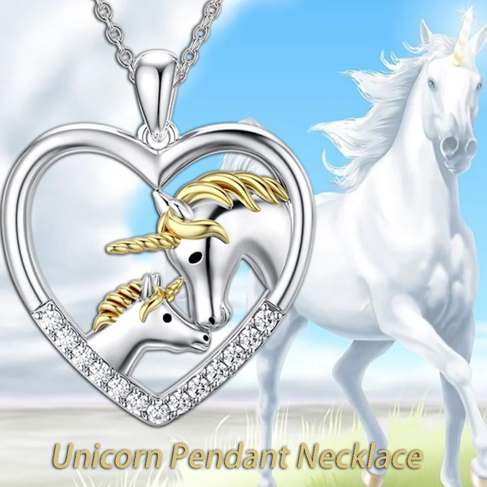 Exquisite and fashionable unicorn family pendant necklace Mother's Day Christmas birthday party perfect gift for mom and child