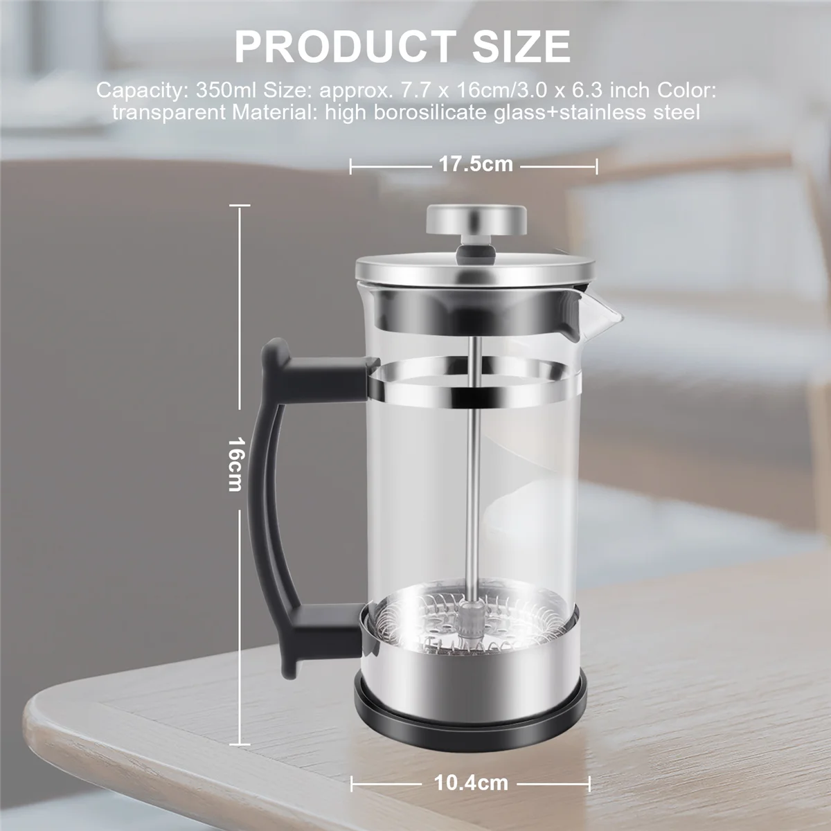 Coffee Maker Pot, Stainless Steel Glass Coffee Pot French Press Filter Pot Household Tea Maker,Suitable for Making Tea