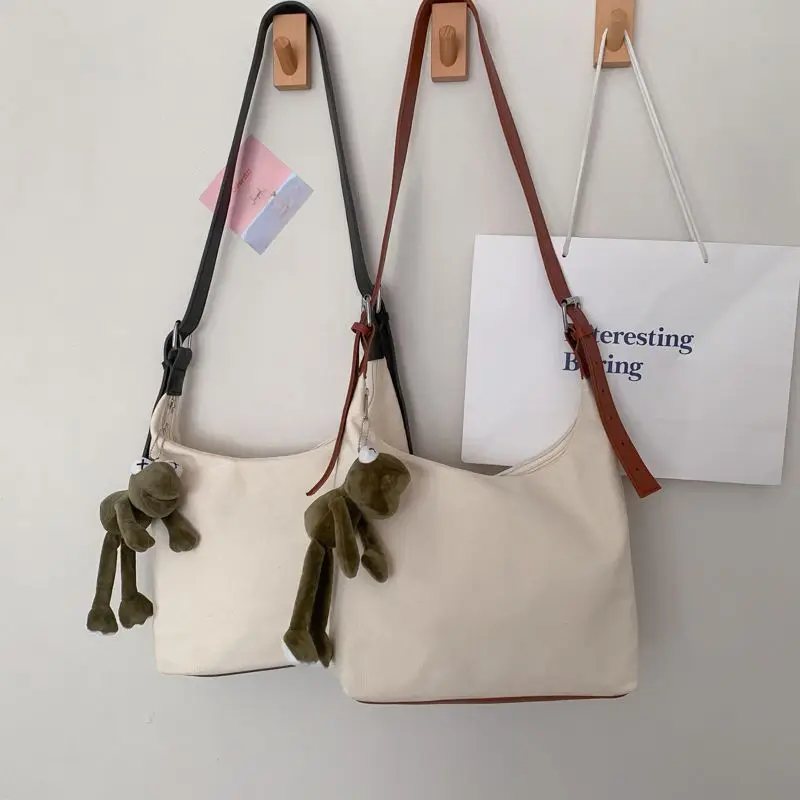 Bolso cruzado de lona para mujer, bandolera con costuras artísticas, informal, combina con todo, gran capacidad, estética, nueva tendencia, 2023