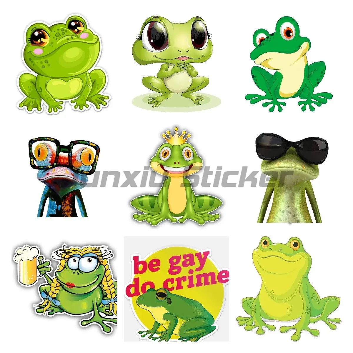 

Fashion Frog Modeling Personality Cartoon Car Stickers PVC Auto Laptop RefrigeratorDecorative Waterproof Cover Scratches Decals