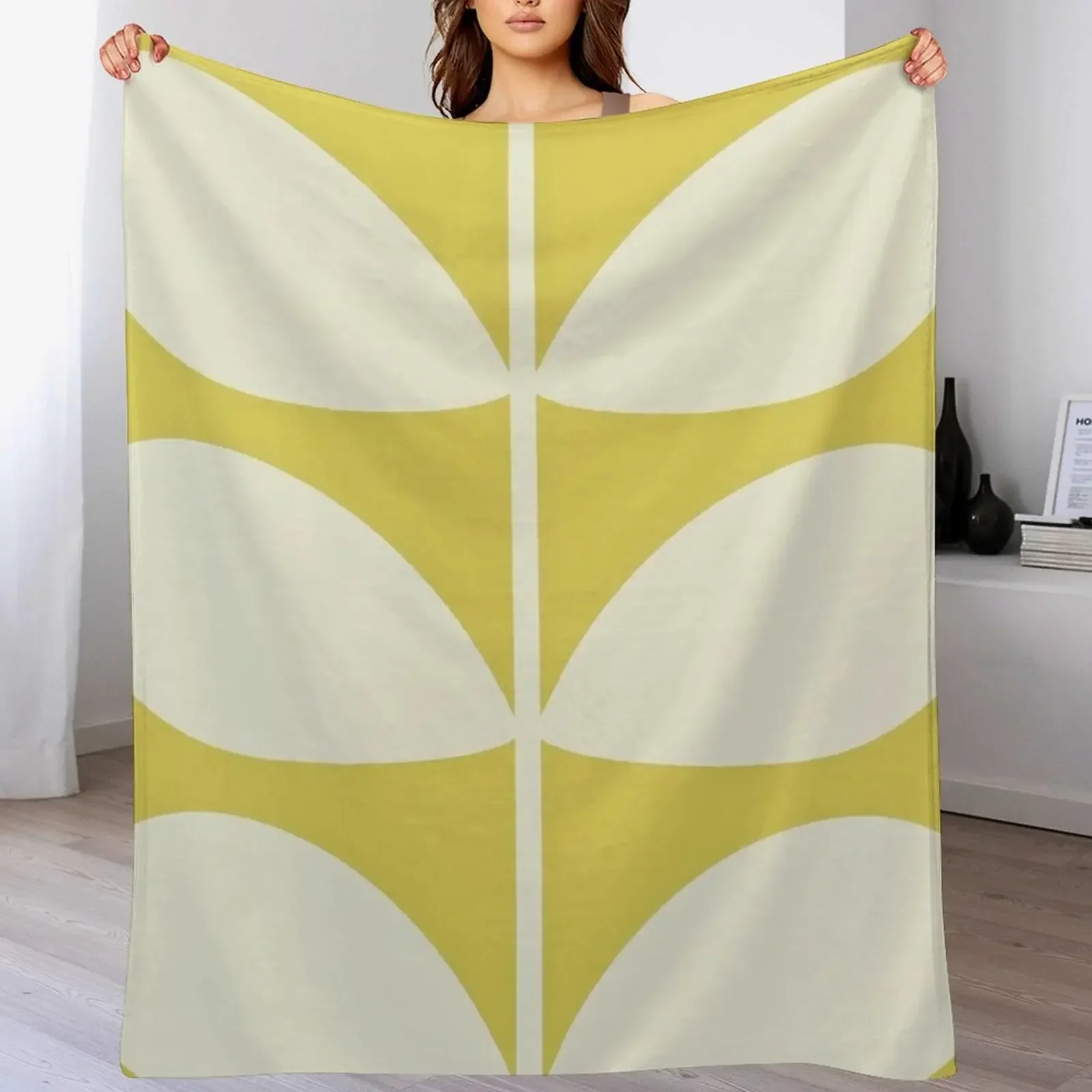 

Orla Kiely Multi Stem Dark Yellow Throw Blanket Plush Fuzzy Cozy Blanket for Couch Sofa