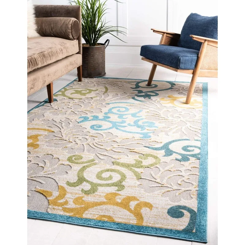 

Уникальный коврик Loom Outdoor Botanical Collection — Savannah (прямоугольник 7 x 10 футов, синий/кремовый)