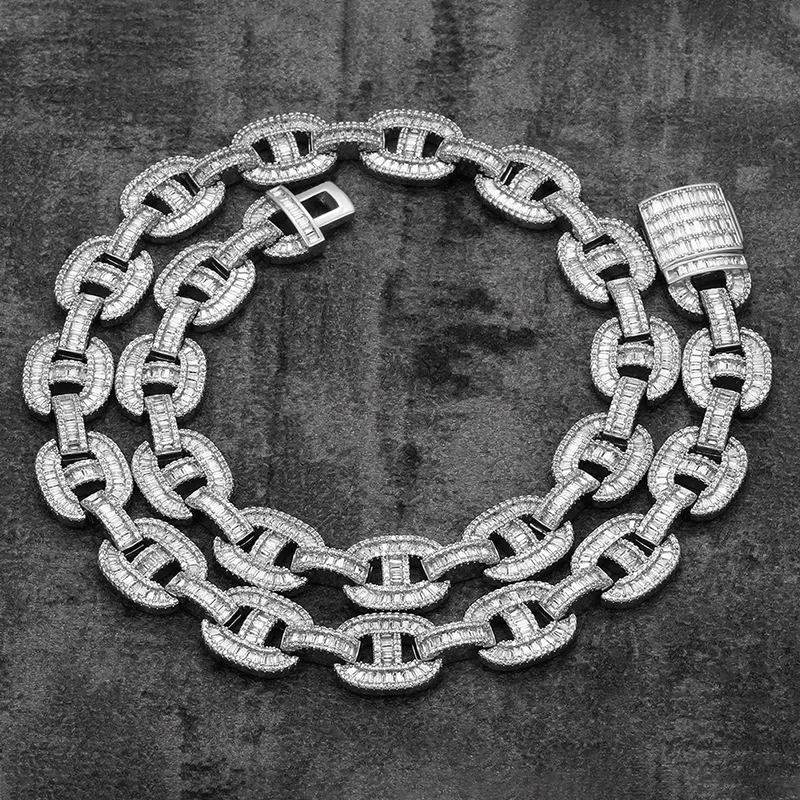 

Hip Hop AAA CZ Stone Paved Bling Iced Out Geometric Square Link Chain Chokers Necklaces for Men Rapper Jewelry