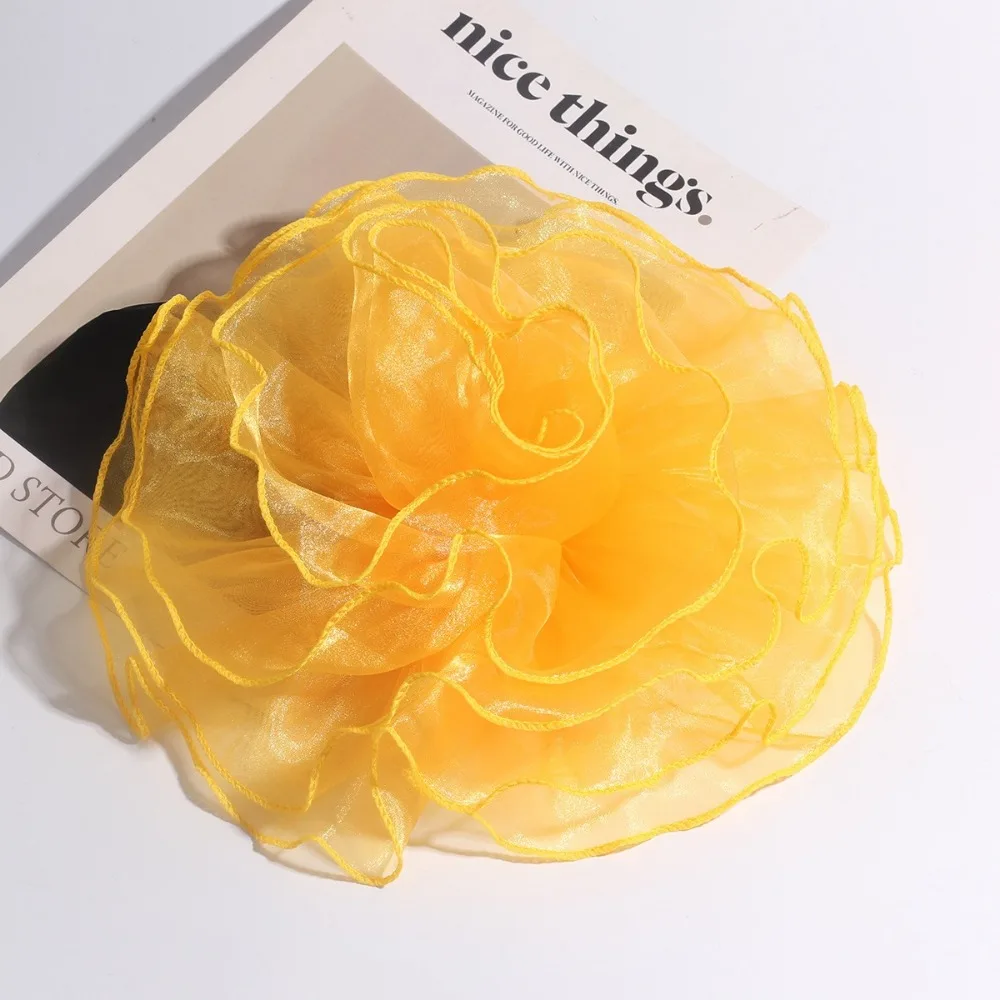 Fashion 28cm Fabric Flower Brooch Lace Exaggerated Clothing Patch Clip Large Handmade 3D Corsage Clothes Decoration