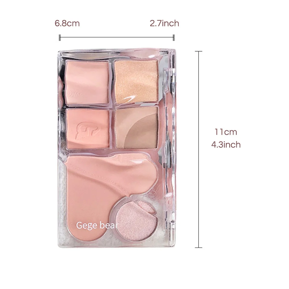 Pinky Heart Gege Bear Eyeshadow Palette Matte Pearlescent Earth Color Sequin Long-Lasting Eyeshadow And Contour Palette