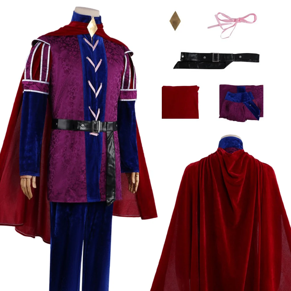 Disfraz de Príncipe Phillip de Fantasia, capa de cosplay de dibujos animados, disfraz de película para hombre, ropa de fantasía para Halloween, carnaval y fiestas.