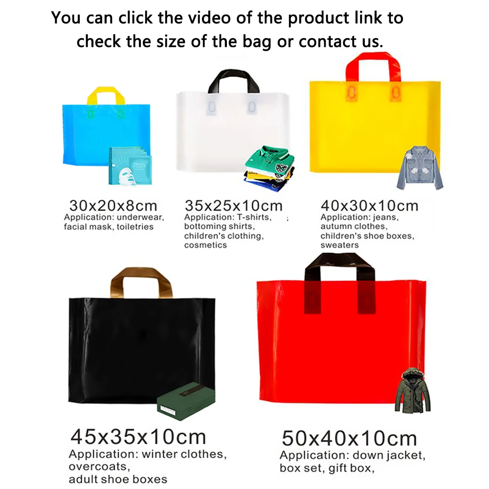 100pcs Custom Logo Colorful Shopping Bags With Handle Plastic Gift Bag Print One Color Logo On Double-sided Free Design Print