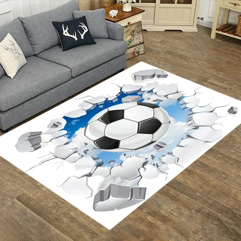 Dynamic Soccer Stadium Money Area Rug Sports Theme Pattern Carpet Boys' Bedroom Game Room Decorative Floor Mat