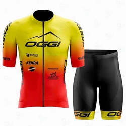 Yellow Red Oggi Cycling Jersey Set Men Summer Bike Clothing Bib Shorts Sleeve Breathable Suit Gel Mtb Ropa Ciclismo Uniform