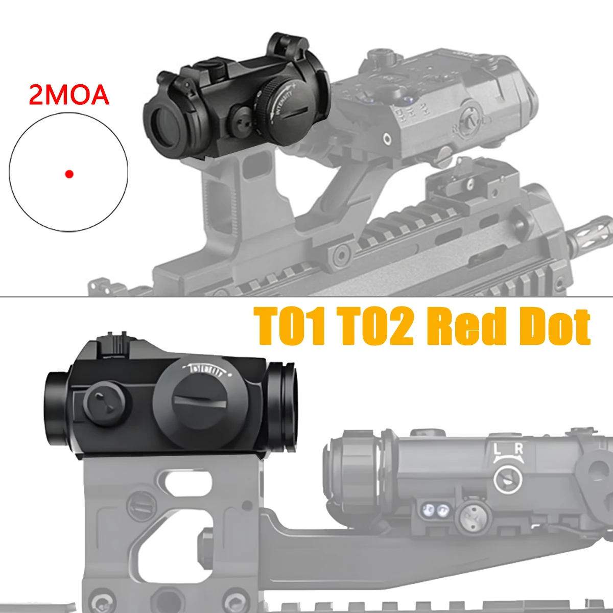 

T01 T02 2MOA Red Dot Sight 1x22mm Tactical Reflex Sight Optics Red Dot Scope with UNITY Riser Mount with Original Marking LOGO