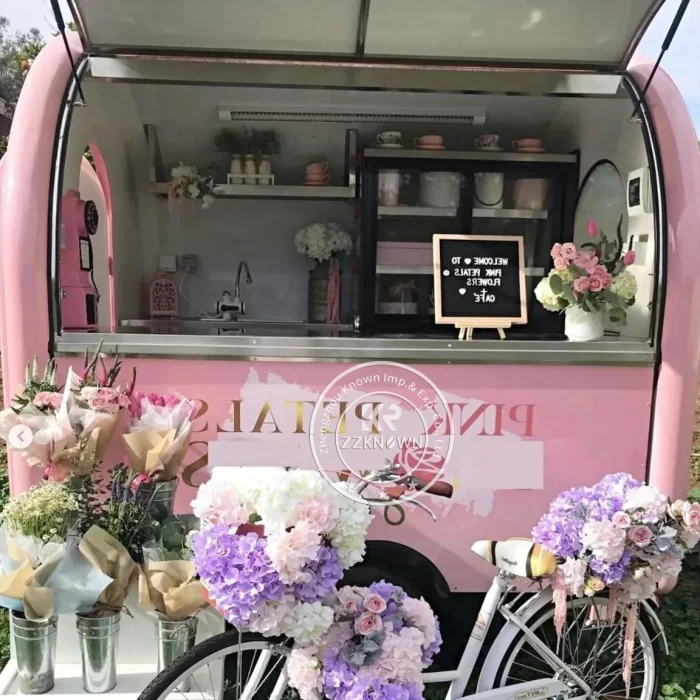 OEM القهوة الحليب الشاي متجر امتياز الوقوف على عجلات للطعام الشارع المحمول وجبة خفيفة عربة القهوة مقطورة شاحنة الغذاء الصغيرة