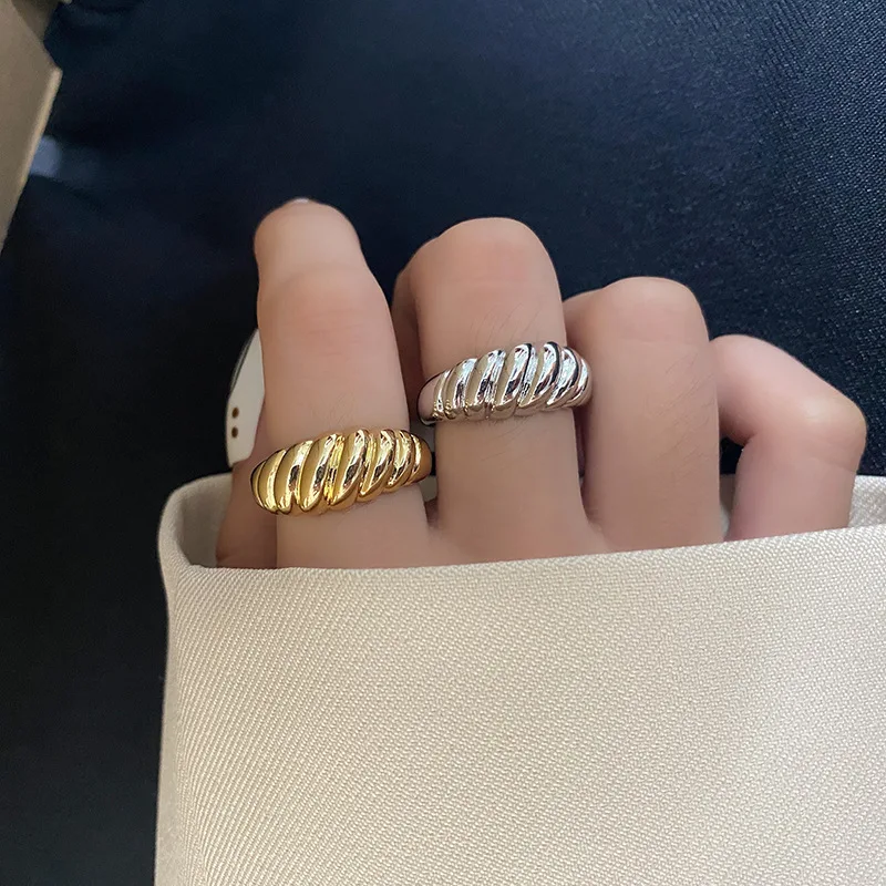 925 Sterling Silver Twisted wire Gold Colour Adjustable Rings For Women Wedding Luxury Jewelry Accessories Jewellery Moneys 925