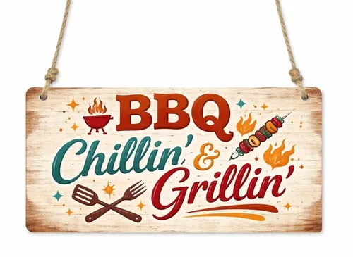 1x  BBQ Grilling Outdoor Garden Metal Hanging Sign/Plaque Gift  cpt23 --Tin Sign