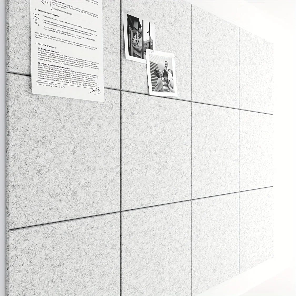 Felt Wall Tiles 12PCS Large Wall Stickers Self-Adhesive Wall Panels Bulletin Board Pin Board for Office School Room Decor