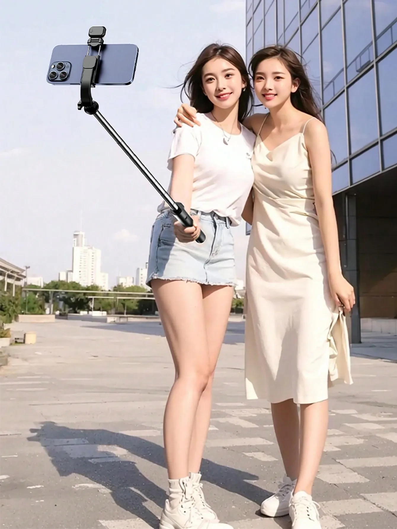 67-Zoll-Selfie-Stick mit verstärktem Stativ, multifunktionales, ausziehbares, tragbares Handy-Stativ mit Fernbedienung – Detail 1
