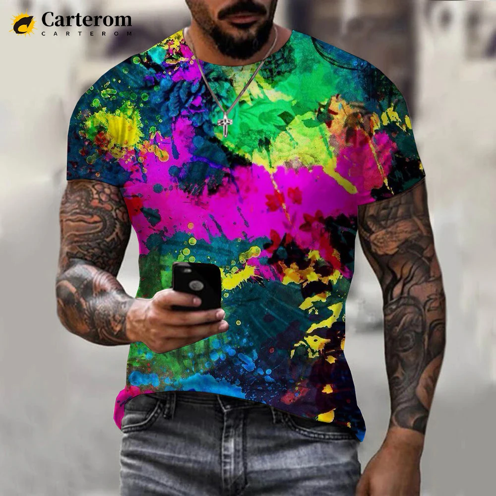 Camiseta de Graffiti 3D de neón para hombres y mujeres, ropa de calle informal de Hip Hop, camiseta de gran tamaño, Tops geniales, nueva moda de