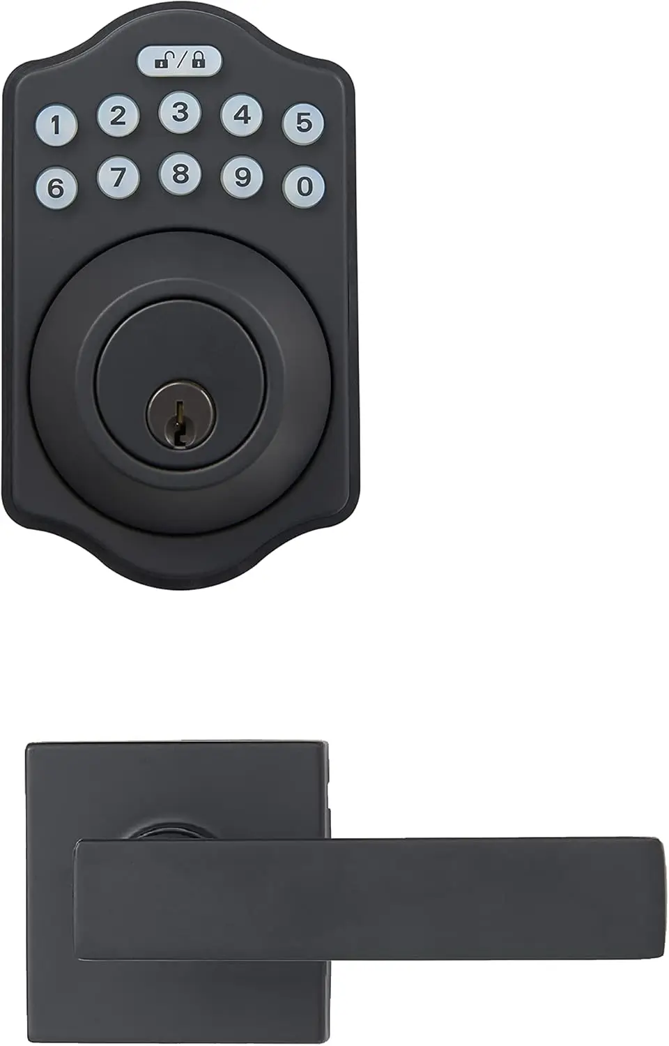 Traditional Electronic Keypad Door Lock Deadbolt with Handle Set, Easy Installation, Matte Black