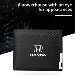 Men's Short Wallet Carbon Car Logo Coin Purse Card Storage Bag Gift For Honda Jsrzcing Civic Accord Fit City Vezel CRV Odyssey