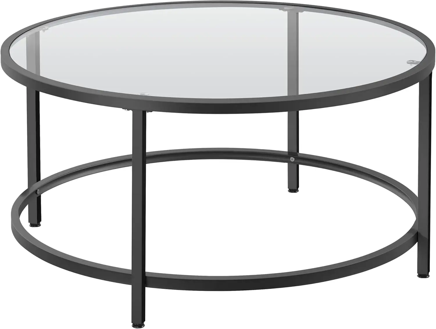 

Round Glass Coffee Table 36 Inch Black - Circle Center Table with Glass Top, Small Coffee Table for Living Room Office Apartment